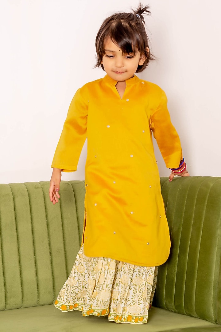 Yellow Silk Chanderi Printed Sharara Set by MISSPRINT at Pernia's Pop Up Shop