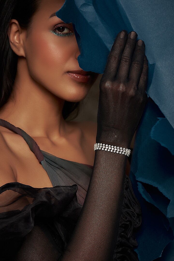 White Finish Zirconia Tennis Bracelet by Mon Tresor at Pernia's Pop Up Shop