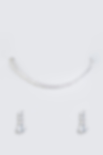 White Finish Oval Solitaire Zirconia Necklace Set In Sterling Silver by Mon Tresor at Pernia's Pop Up Shop