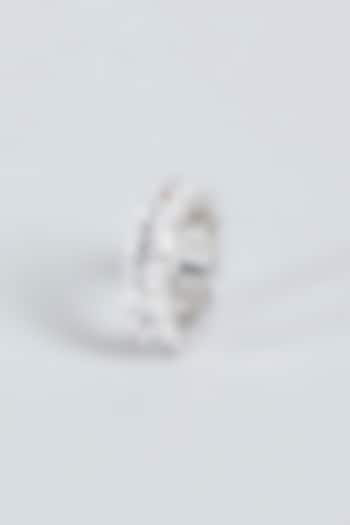 White Finish Zirconia Eternity Band In Sterling Silver by Mon Tresor