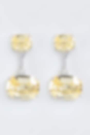 White Finish Yellow Sapphire Synthetic Dangler Earrings In Sterling Silver by Mon Tresor