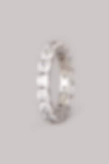 White Finish Diamond Ring In Sterling Silver by Mon Tresor