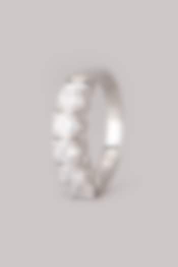 White Finish Cubic Zirconia Ring In Sterling Silver by Mon Tresor