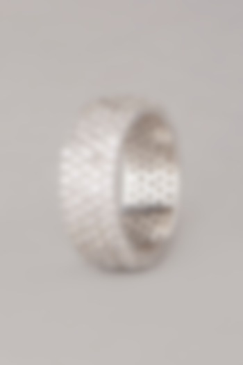White Finish Ring With Zircons In Sterling Silver by Mon Tresor