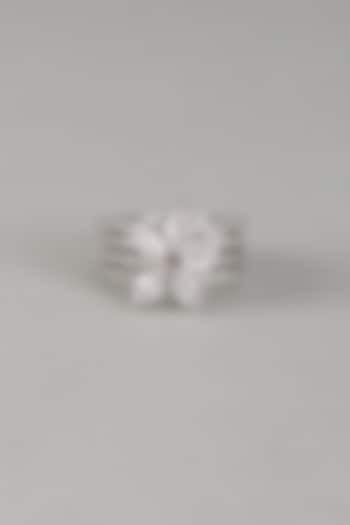 White Finish Five Marquise Diamond Ring In Sterling Silver by Mon Tresor at Pernia's Pop Up Shop