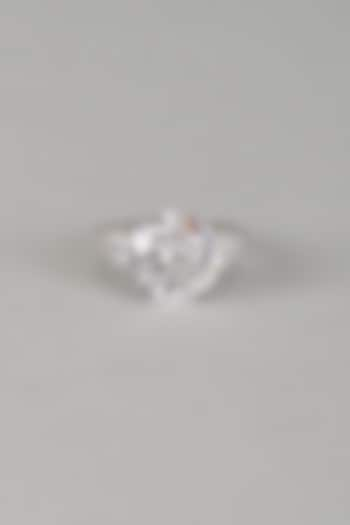 White Finish 9-Carat Pear-Shaped Diamond Solitaire Ring In Hallmark Sterling Silver by Mon Tresor at Pernia's Pop Up Shop