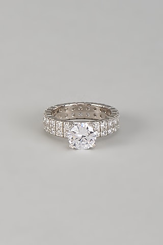 White Finish 2-Carat Diamond Solitaire Hallmark Ring In Sterling Silver by Mon Tresor