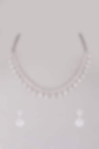 White Finish Necklace Set In Sterling Silver by Mon Tresor