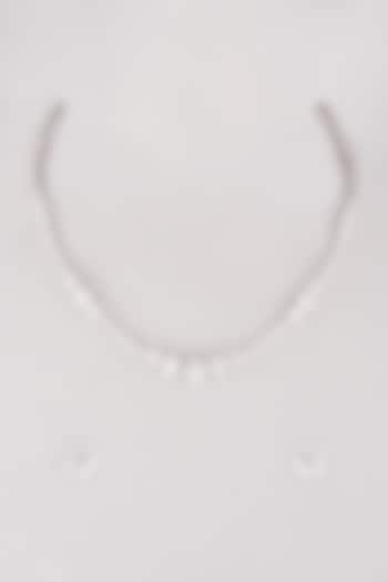 White Finish Diamond Necklace Set In Sterling Silver by Mon Tresor