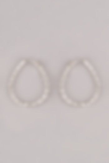 White Finish Zircon Earrings In Sterling Silver by Mon Tresor