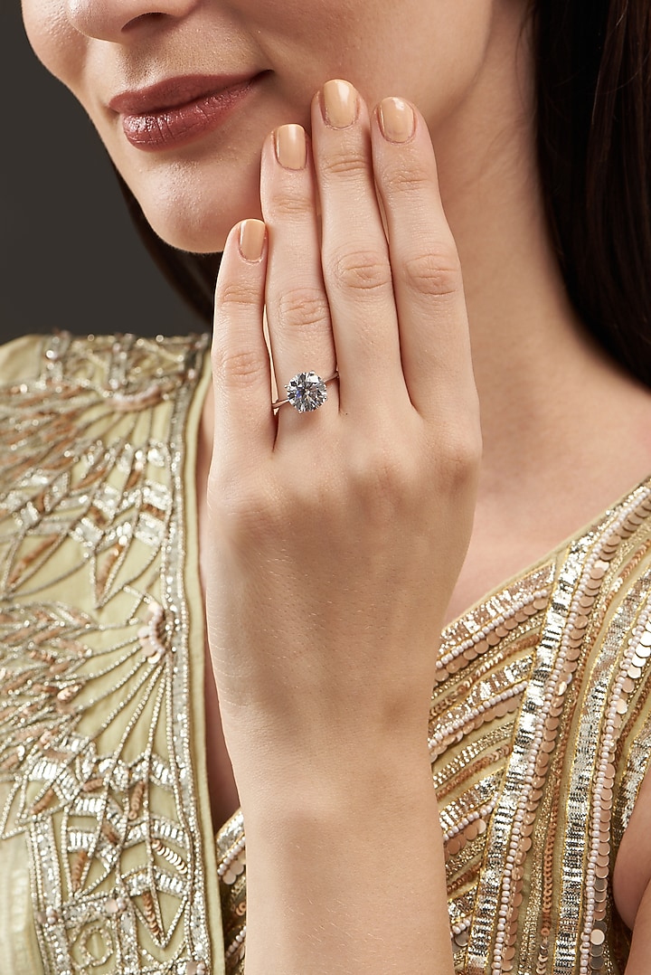 White Finish Ring In Sterling Silver by Mon Tresor at Pernia's Pop Up Shop