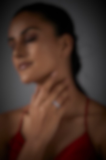 White Finish Swarovski Ring In Sterling Silver by Mon Tresor at Pernia's Pop Up Shop