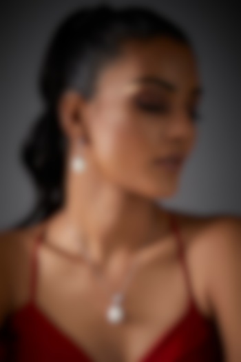 White Finish Pearl Pendant Necklace Set In Sterling Silver by Mon Tresor at Pernia's Pop Up Shop