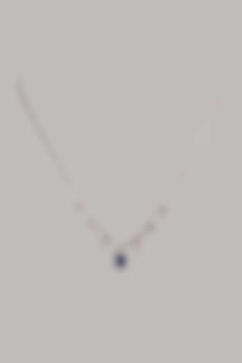 White Finish Swarovski & Blue Stone Necklace In Sterling Silver by Mon Tresor at Pernia's Pop Up Shop