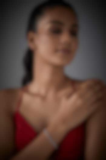 White Finish Blue Stone & Diamond Tennis Bracelet In Sterling Silver by Mon Tresor at Pernia's Pop Up Shop