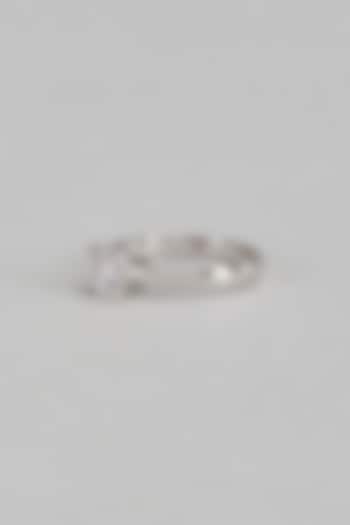 White Finish 0.75c Swarovski Stone Ring In Sterling Silver by Mon Tresor