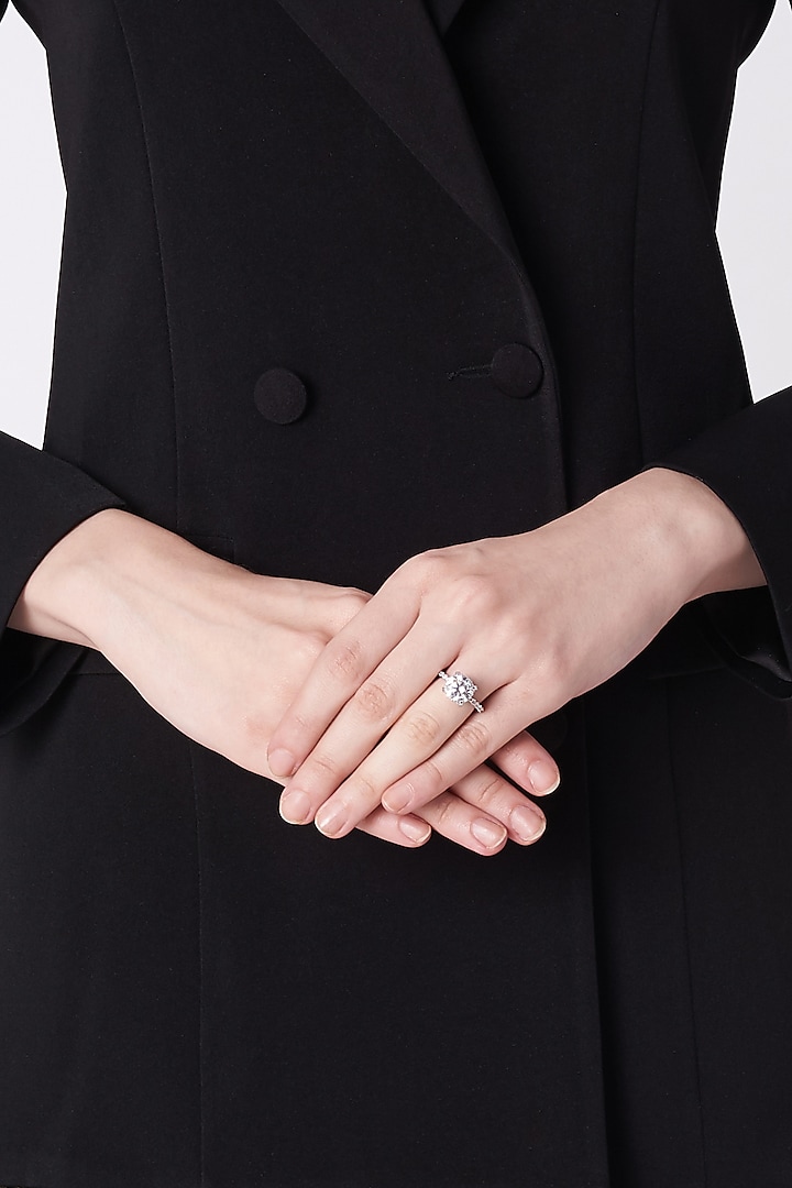 White Finish Silver Ring In Sterling Silver by Mon Tresor at Pernia's Pop Up Shop