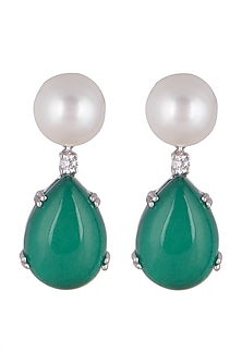 White Finish Emerald Drop Earrings Design by Mon Tresor at Pernia's Pop ...