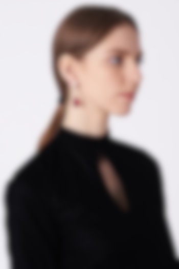 White Finish Long Earrings In Sterling Silver by Mon Tresor at Pernia's Pop Up Shop