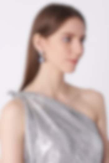 White Finish Sapphire Cocktail Earrings In Sterling Silver by Mon Tresor at Pernia's Pop Up Shop