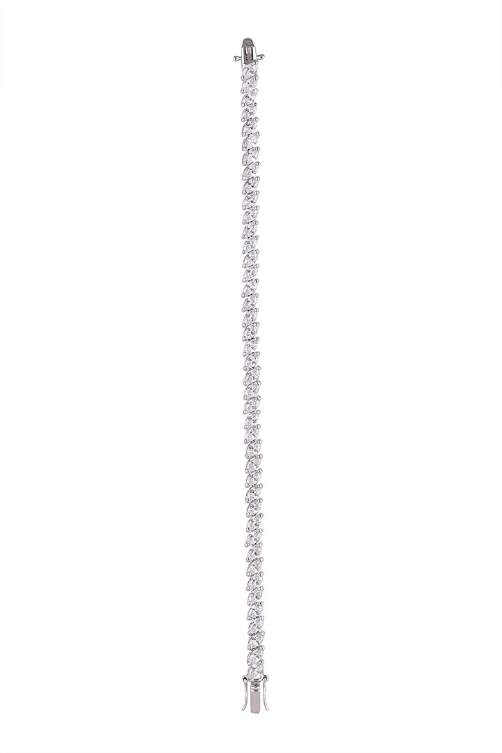 White Finish Tennis Bracelet In Sterling Silver by Mon Tresor at Pernia's Pop Up Shop
