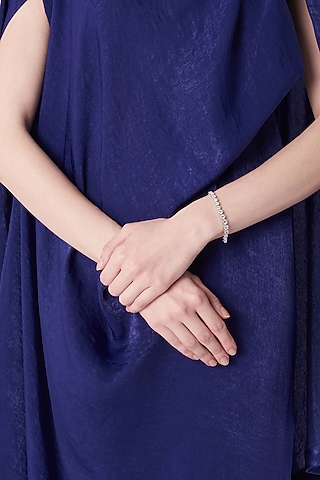 White Finish Cubic Zircons Bracelet In Sterling Silver by Mon Tresor