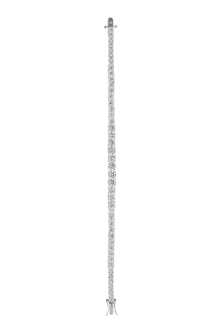 White Finish Silver Tennis Bracelet In Sterling Silver by Mon Tresor at Pernia's Pop Up Shop