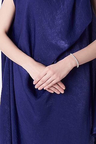 White Finish Silver Tennis Bracelet In Sterling Silver by Mon Tresor