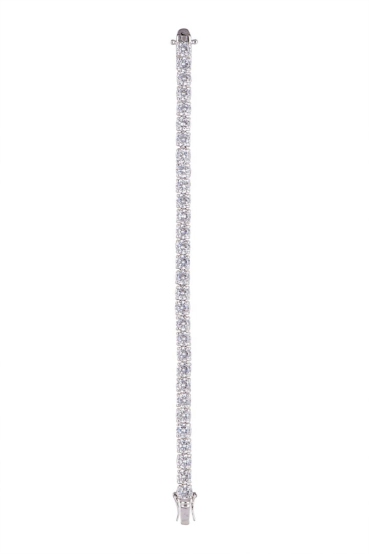 White Finish Tennis Bracelet With Zircons In Sterling Silver by Mon Tresor at Pernia's Pop Up Shop