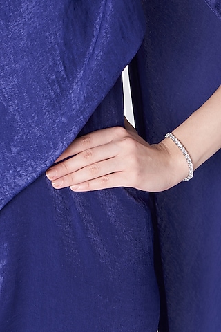White Finish Tennis Bracelet With Zircons In Sterling Silver by Mon Tresor