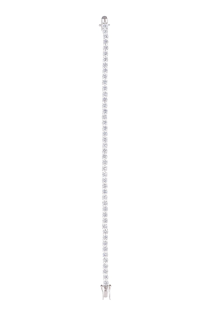White Finish Cubic Zircons Bracelet In Sterling Silver by Mon Tresor at Pernia's Pop Up Shop