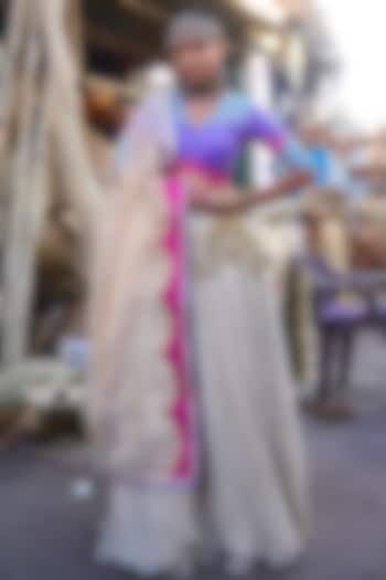 Blue Pochampally Raw Silk Ikat Fabric Handwork  dulhan bday 22 may Lehenga Set by Muskann Kapadiaa at Pernia's Pop Up Shop