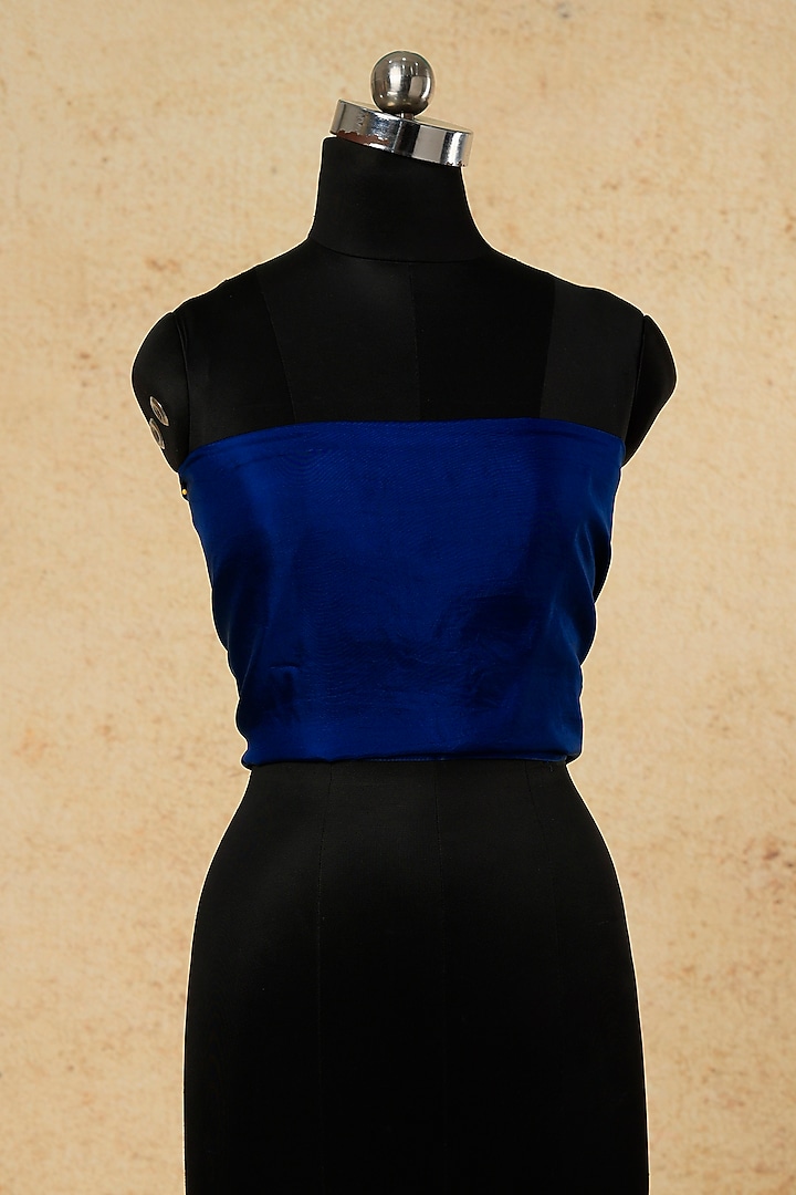 Cobalt Blue Embroidered & Hand Painted Party Wear Saree by MUKSWETA at Pernia's Pop Up Shop