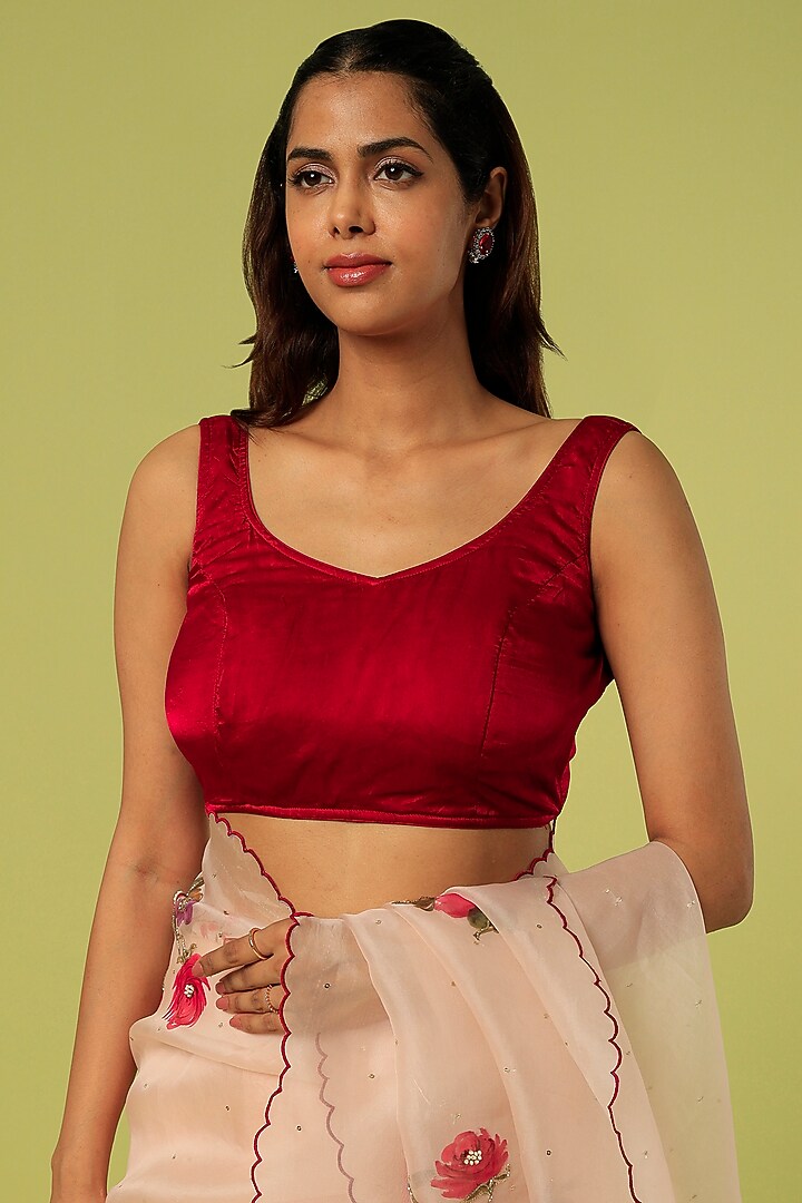 Pink Embroidered & Hand Painted Party Wear Saree by MUKSWETA at Pernia's Pop Up Shop