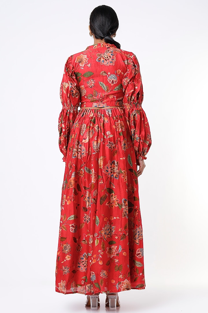 Red Printed Skirt Set by Mulberry Blue at Pernia's Pop Up Shop