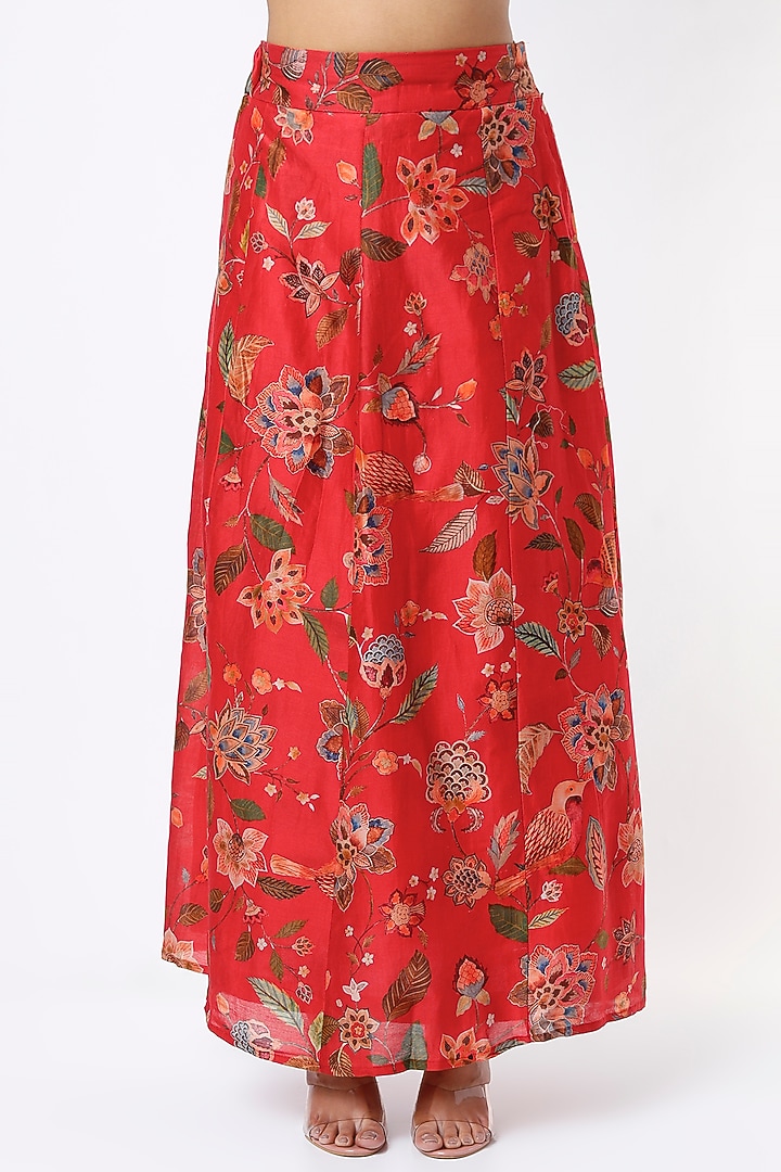 Red Printed Skirt Set by Mulberry Blue at Pernia's Pop Up Shop