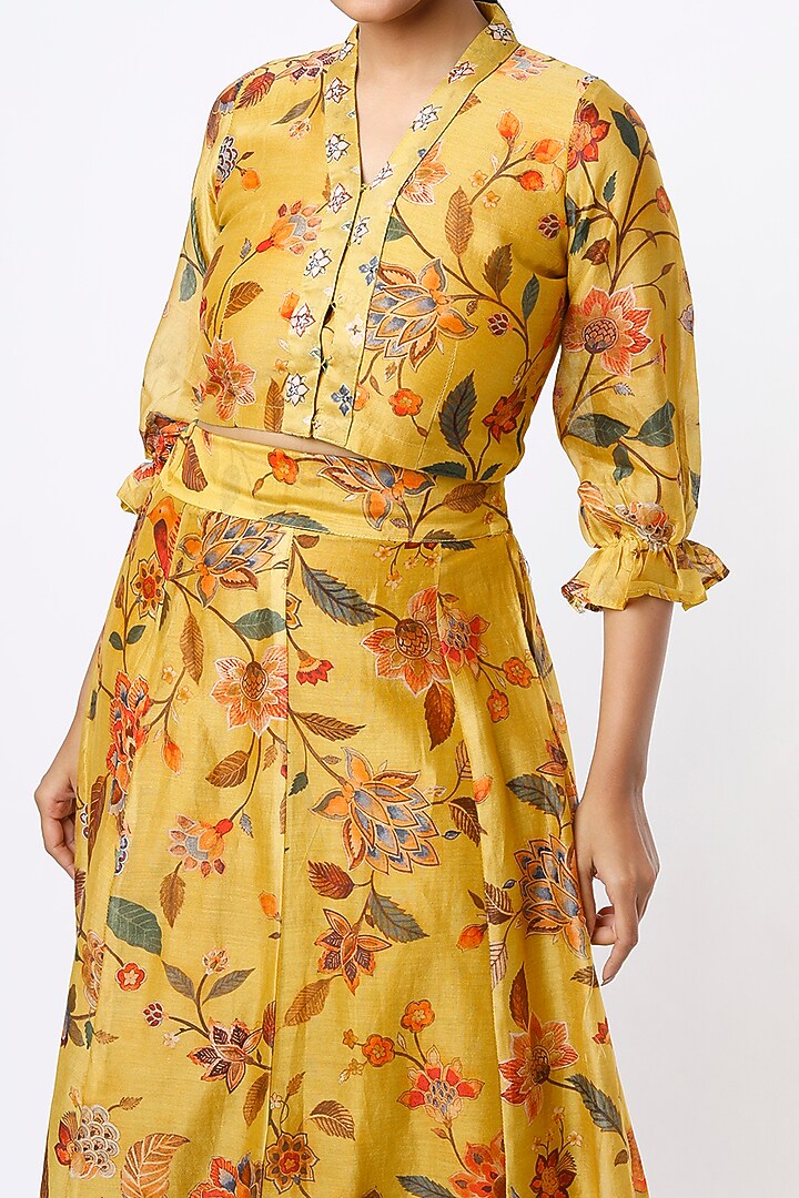 Mustard Printed Skirt Set by Mulberry Blue at Pernia's Pop Up Shop