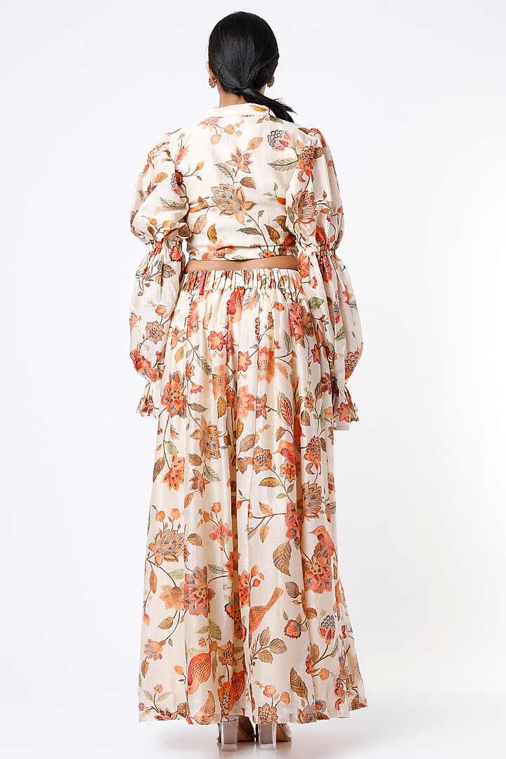 Off White Printed Skirt Set by Mulberry Blue at Pernia's Pop Up Shop