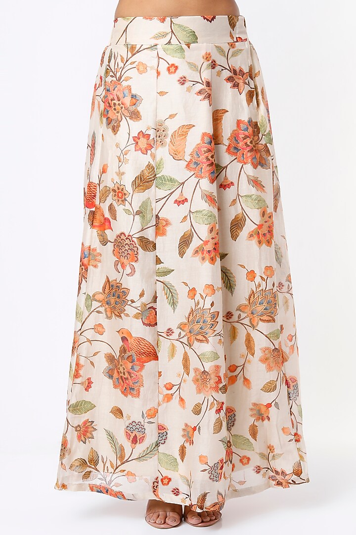 Off White Printed Skirt Set by Mulberry Blue at Pernia's Pop Up Shop