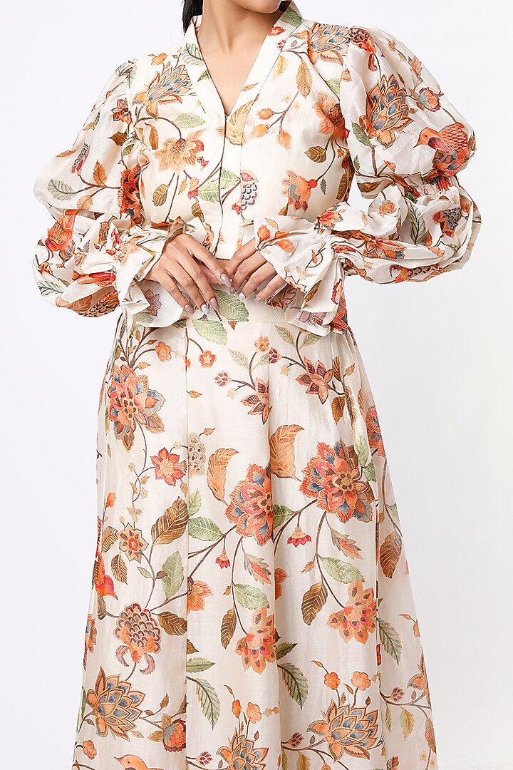 Off White Printed Skirt Set by Mulberry Blue at Pernia's Pop Up Shop