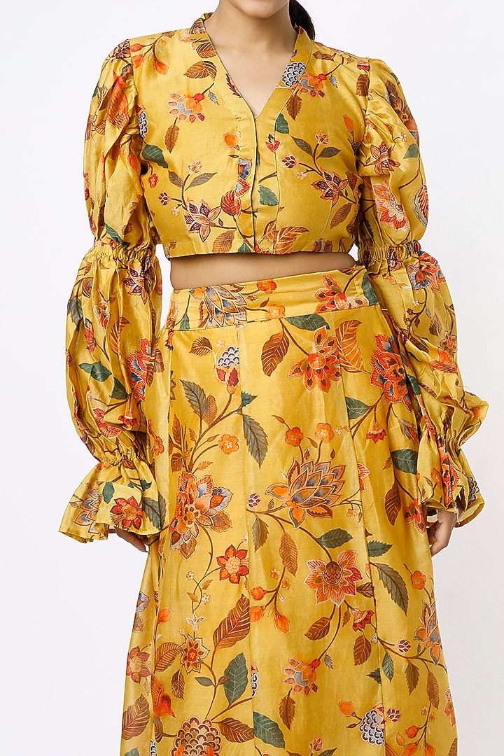 Mustard Skirt Set With Print by Mulberry Blue at Pernia's Pop Up Shop