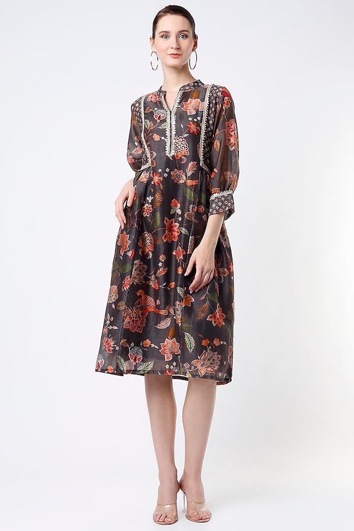 Grey Printed Dress by Mulberry Blue