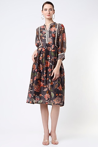 Grey Printed Dress by Mulberry Blue
