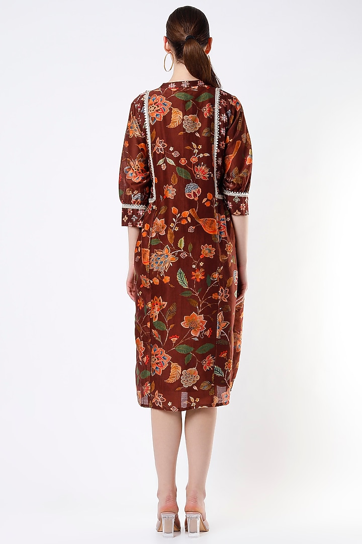 Chocolate Brown Printed Summer Dress by Mulberry Blue at Pernia's Pop Up Shop