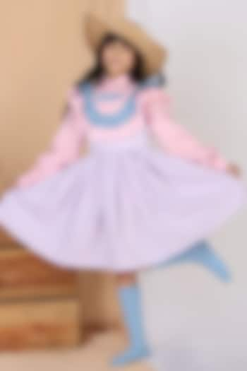 Pink & Purple Cotton Slub Ruffled Dress For Girls by Mulyo Kids at Pernia's Pop Up Shop