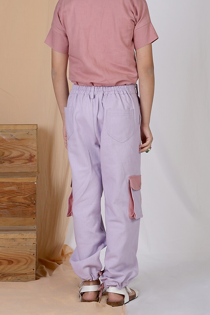Plum Cotton Tencel Color-Blocked Shirt For Boys by Mulyo Kids at Pernia's Pop Up Shop