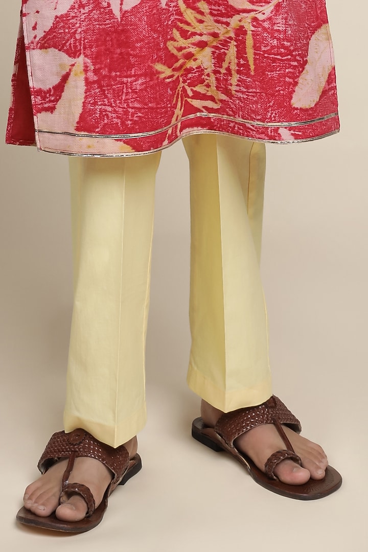 Crimson Red Cotton Chinon Printed Kurta Set For Boys by Mulyo Kids at Pernia's Pop Up Shop