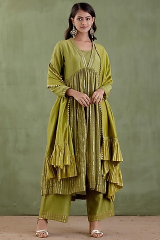 Forest Green Chanderi Kurta Set by Musal