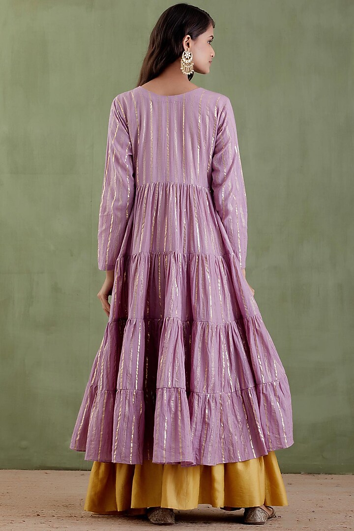 Lilac Tiered Party Wear Anarkali Set by Musal at Pernia's Pop Up Shop