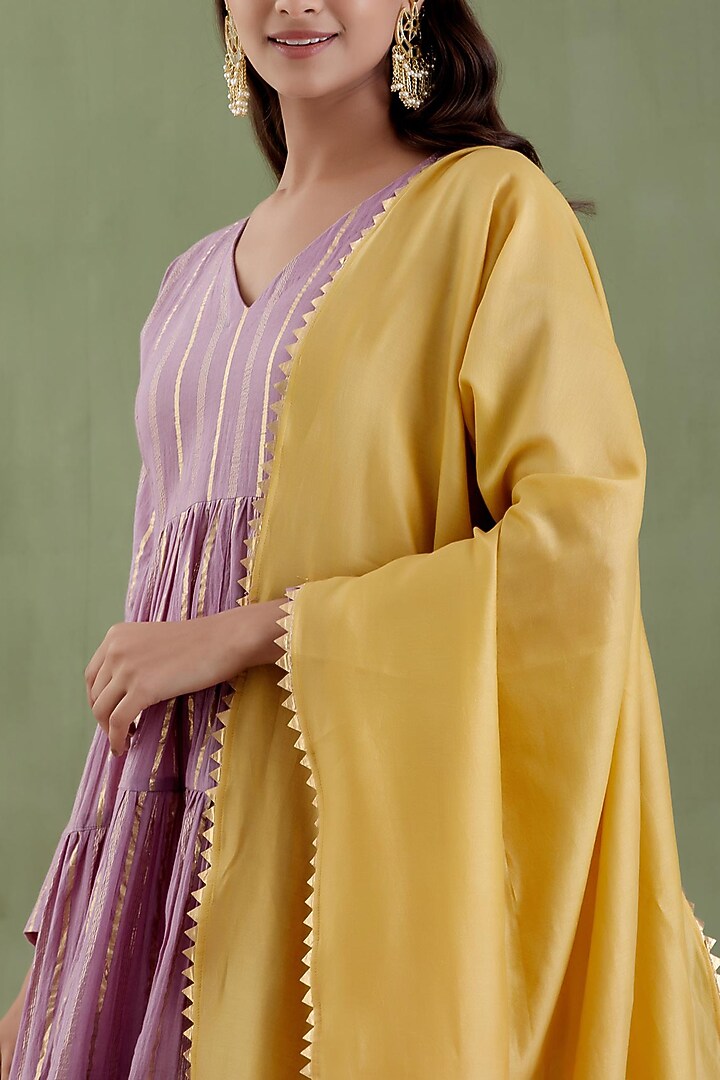 Lilac Tiered Party Wear Anarkali Set by Musal at Pernia's Pop Up Shop